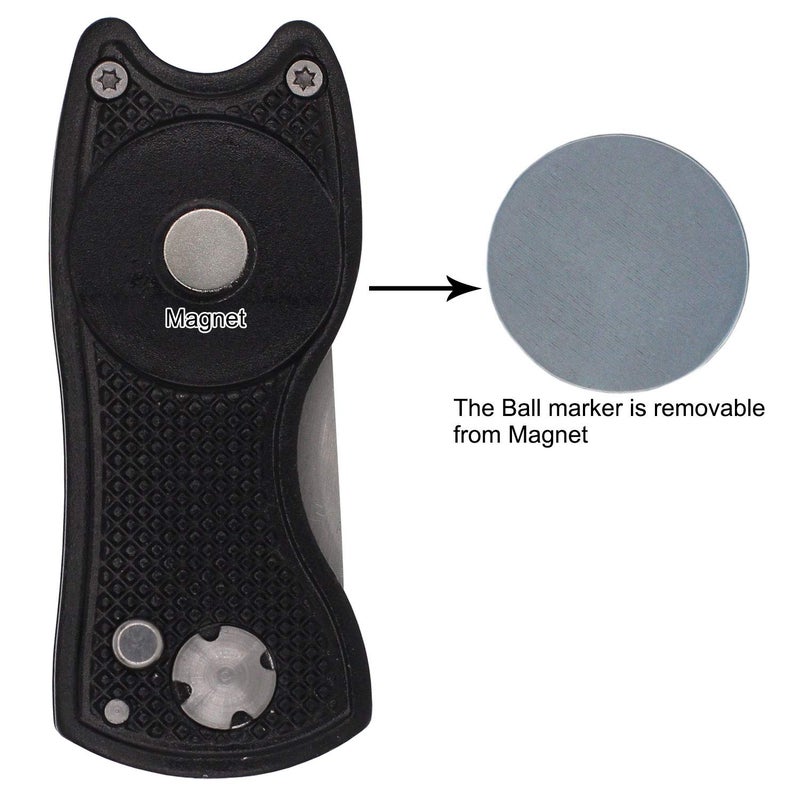 TuLick Divot Repair Tool with Magnetic Divot Tool, Golf Divot Repair Tool Made of Metal, Golf Divot Tool Foldable Design (Black) - Image 4